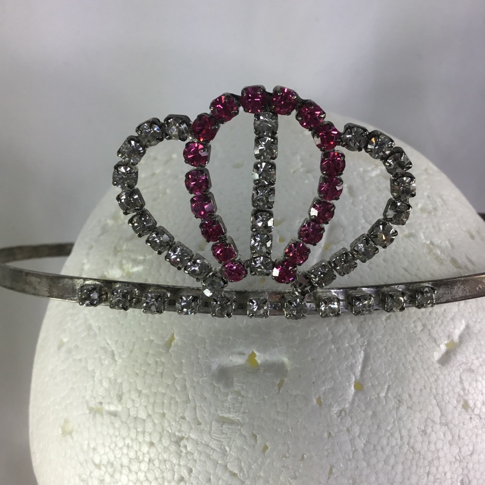 Rhinestone pink small tiara crown